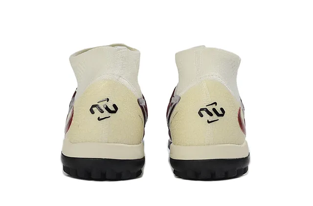 Nike Burgundy Beige Sock-Fit Knit Upper Low-Cut Ankle Collar Turf Soccer Shoes 4