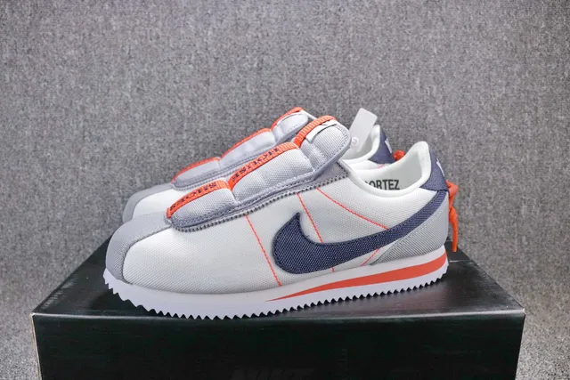 Nike Cortez Canvas White Navy Orange Lifestyle Sneakers 3