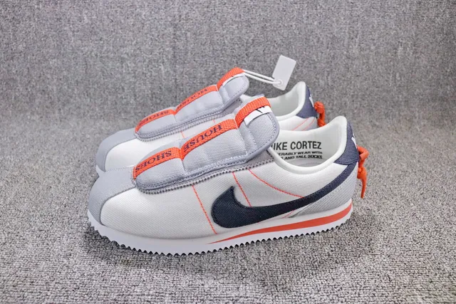 Nike Cortez Canvas White Navy Orange Lifestyle Sneakers 4