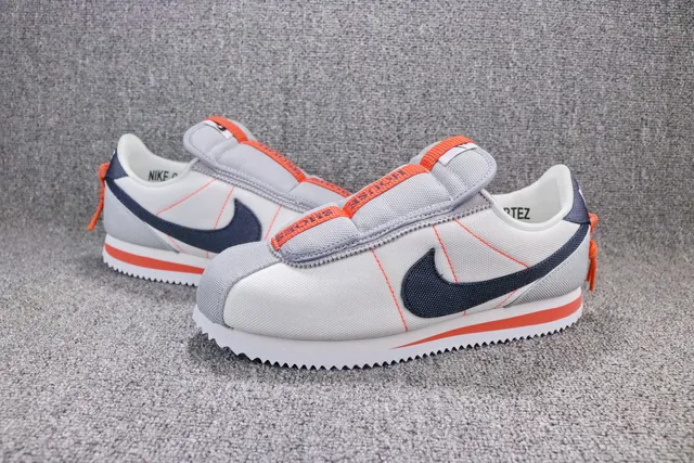 Nike Cortez Canvas White Navy Orange Lifestyle Sneakers 14