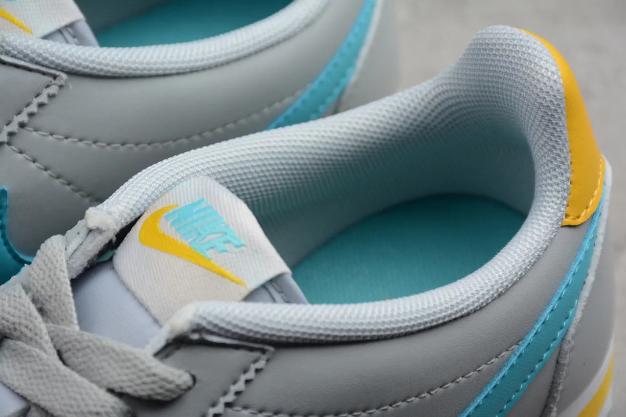 Nike Cortez Light Gray Turquoise Yellow Lifestyle Sneakers 8