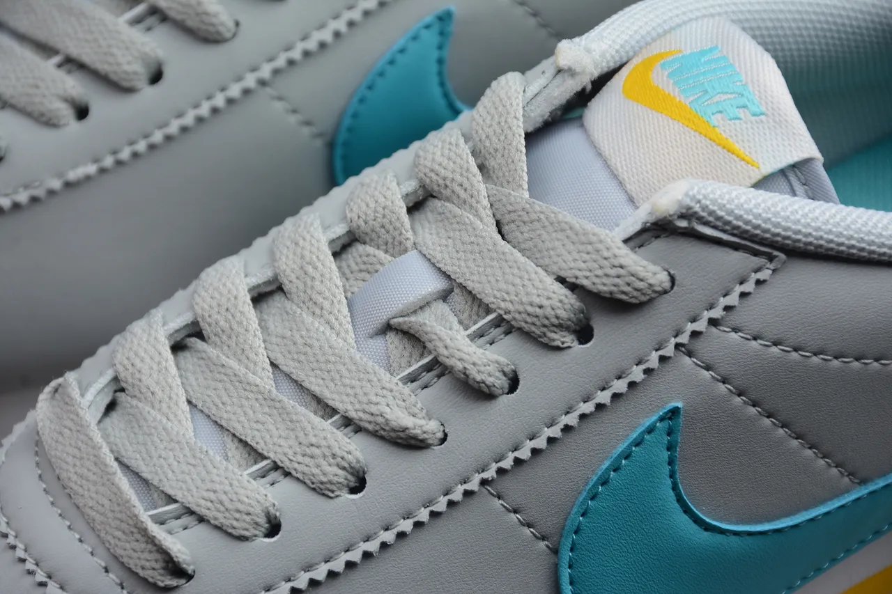Nike Cortez Light Gray Turquoise Yellow Lifestyle Sneakers 9