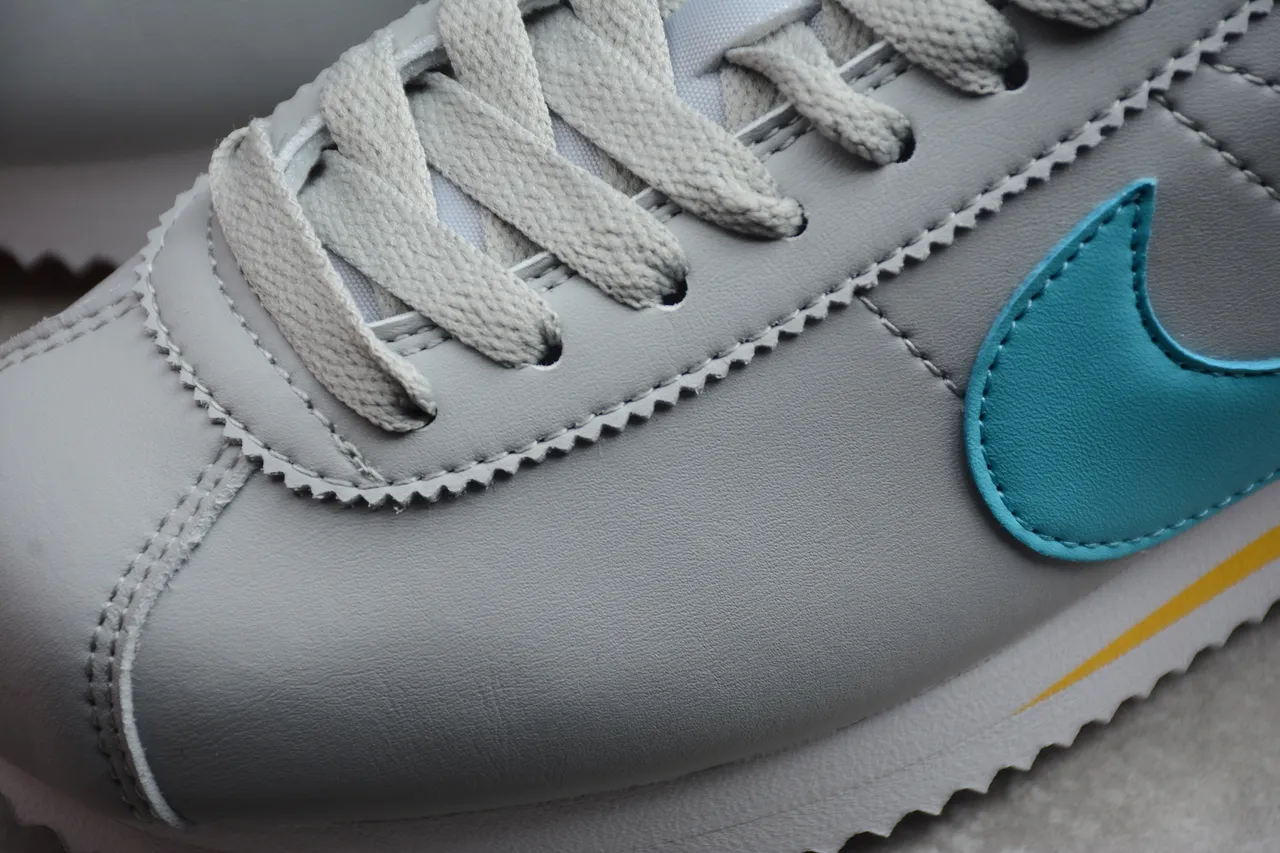 Nike Cortez Light Gray Turquoise Yellow Lifestyle Sneakers 10