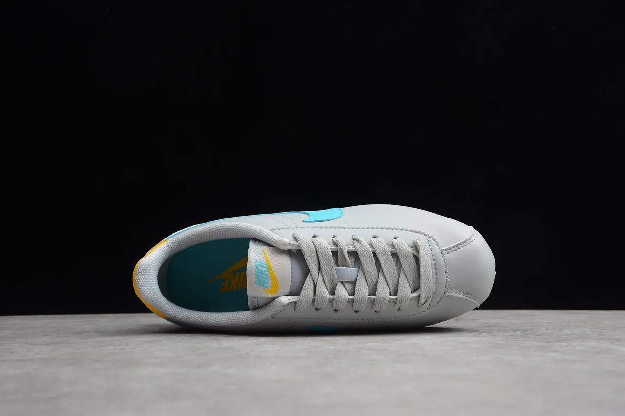 Nike Cortez Light Gray Turquoise Yellow Lifestyle Sneakers 14