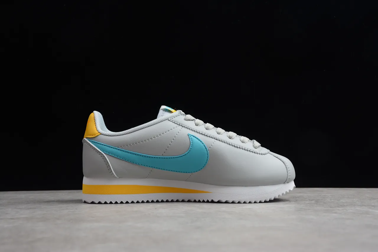 Nike Cortez Light Gray Turquoise Yellow Lifestyle Sneakers 15