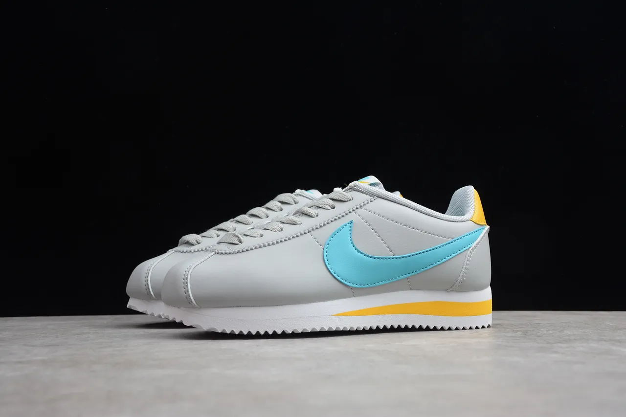 Nike Cortez Light Gray Turquoise Yellow Lifestyle Sneakers 16