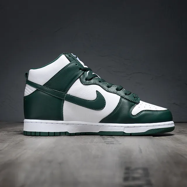 Nike Dunk High White and Dark Green Basketball Shoes 5