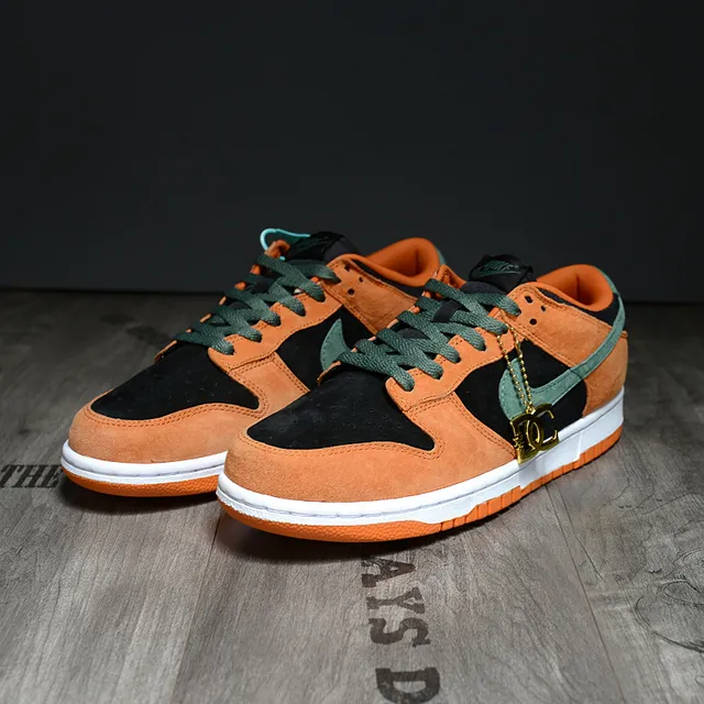 Nike Dunk Low Black Orange Green Lifestyle Sneakers 3