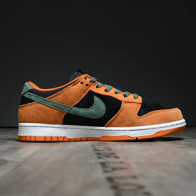 Nike Dunk Low Black Orange Green Lifestyle Sneakers 6