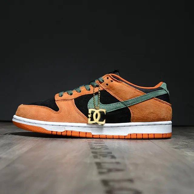 Nike Dunk Low Black Orange Green Lifestyle Sneakers 7