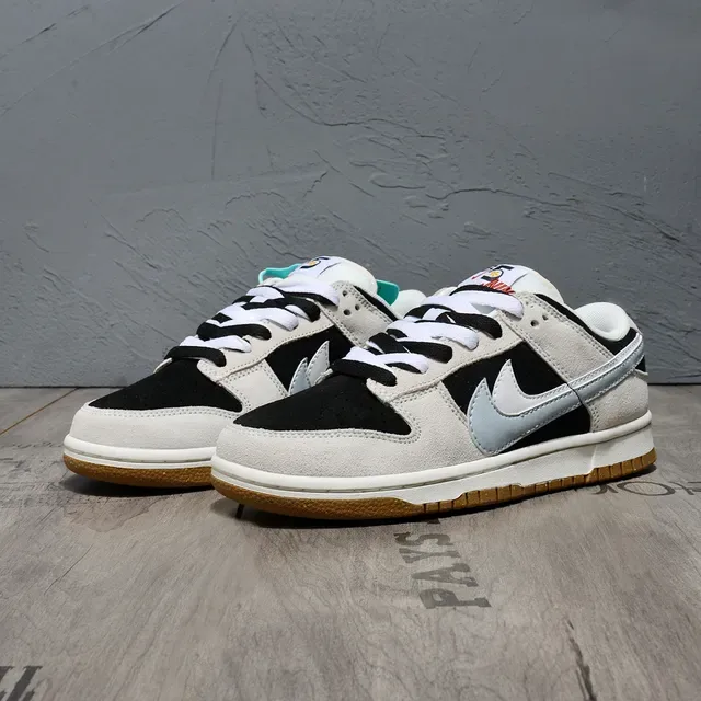 Nike Dunk Low Black White Silver Gum Lifestyle Sneakers 5