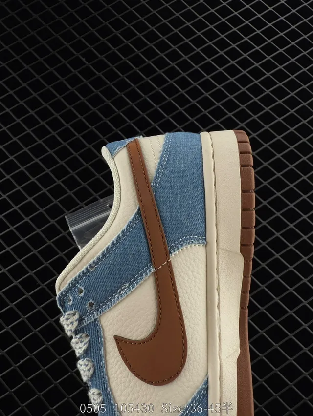 Nike Dunk Low Chaussures de Skateboard à panneaux Denim Bleu Brun 4