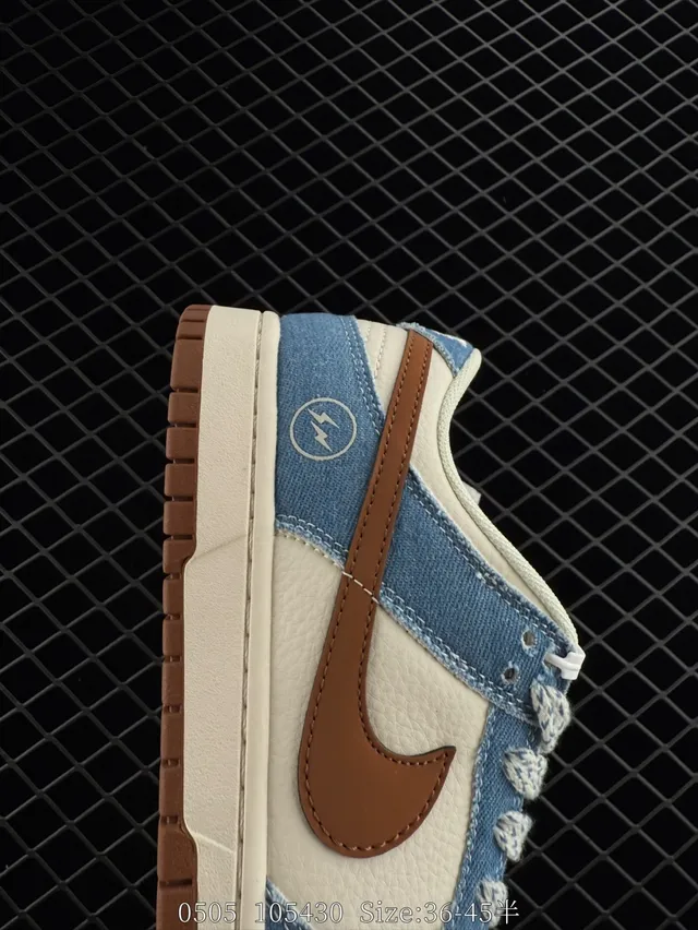 Nike Dunk Low Chaussures de Skateboard à panneaux Denim Bleu Brun 5