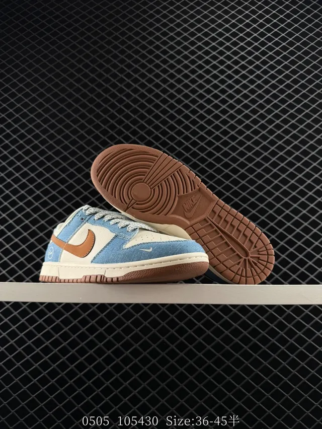 Nike Dunk Low Chaussures de Skateboard à panneaux Denim Bleu Brun 6