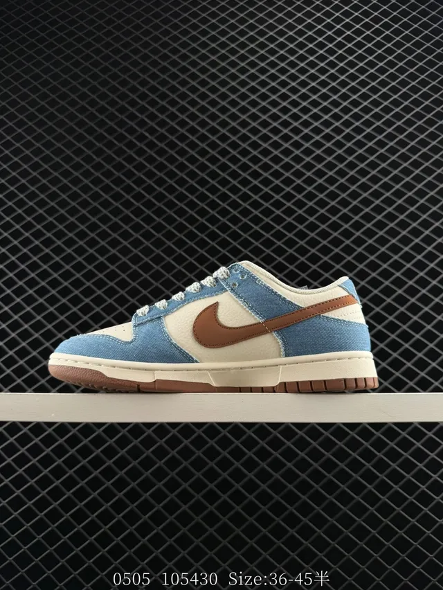 Nike Dunk Low Chaussures de Skateboard à panneaux Denim Bleu Brun 7