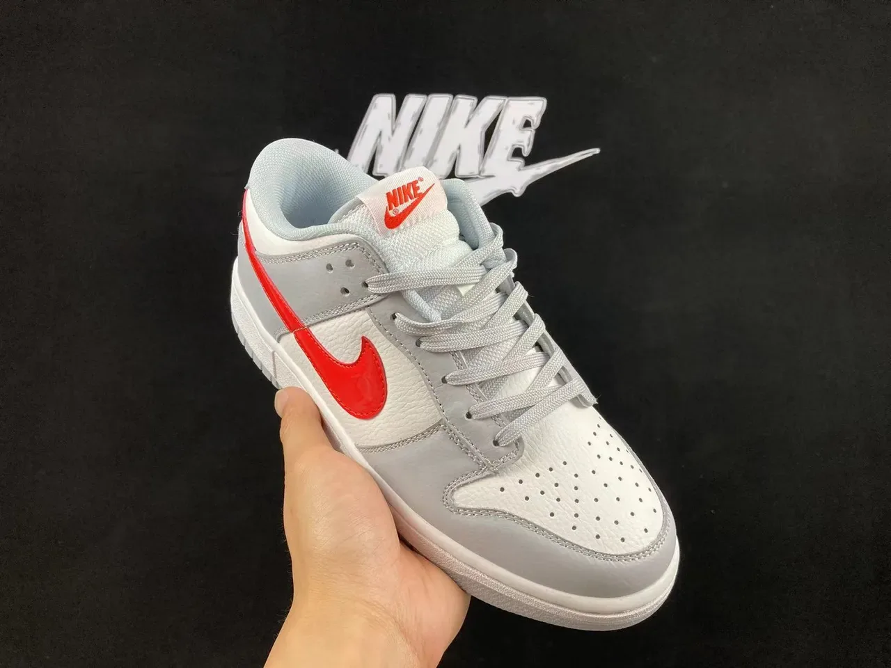 Nike Dunk Low Gray White Red Lifestyle Sneakers 2