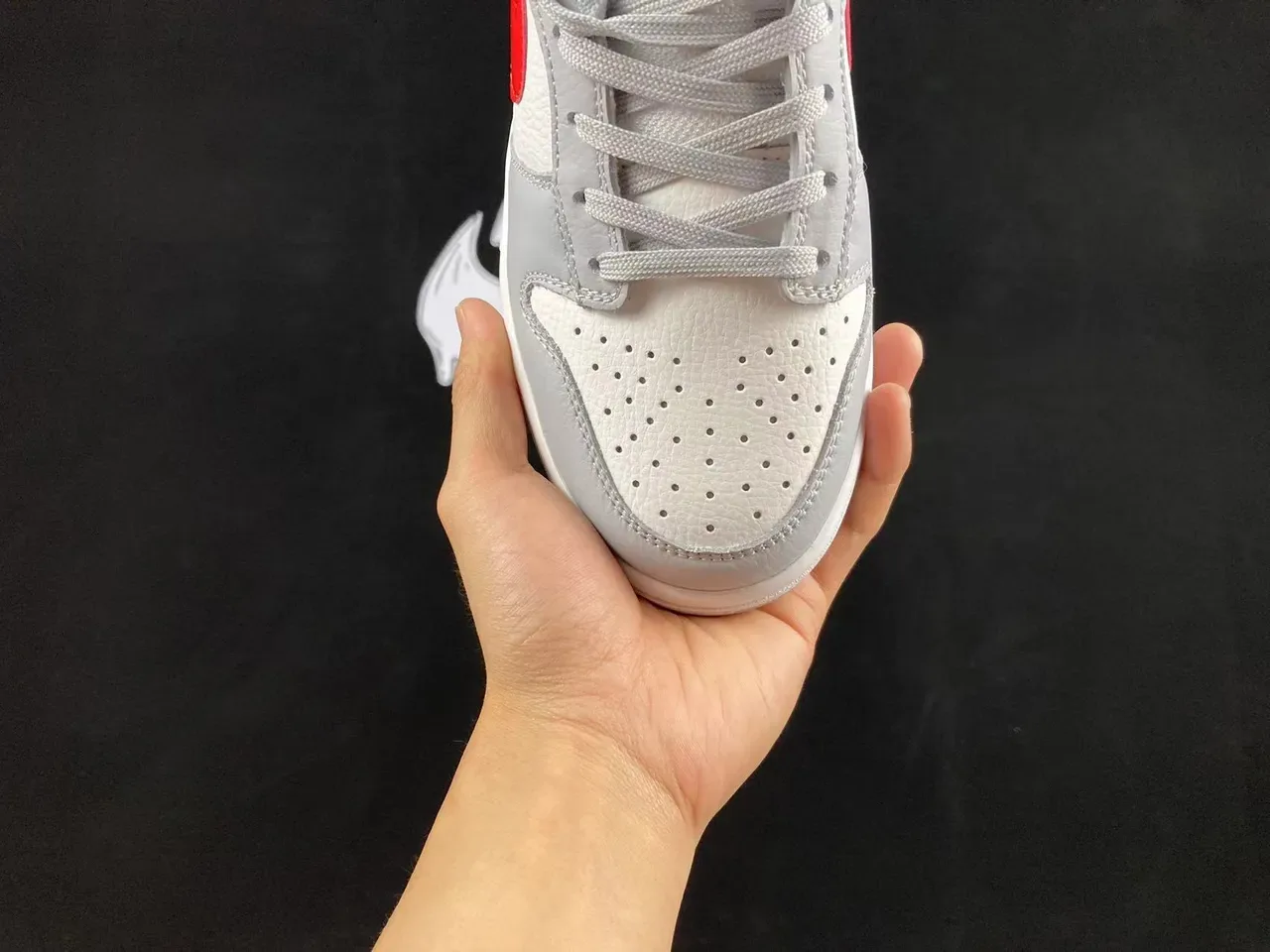 Nike Dunk Low Gray White Red Lifestyle Sneakers 3