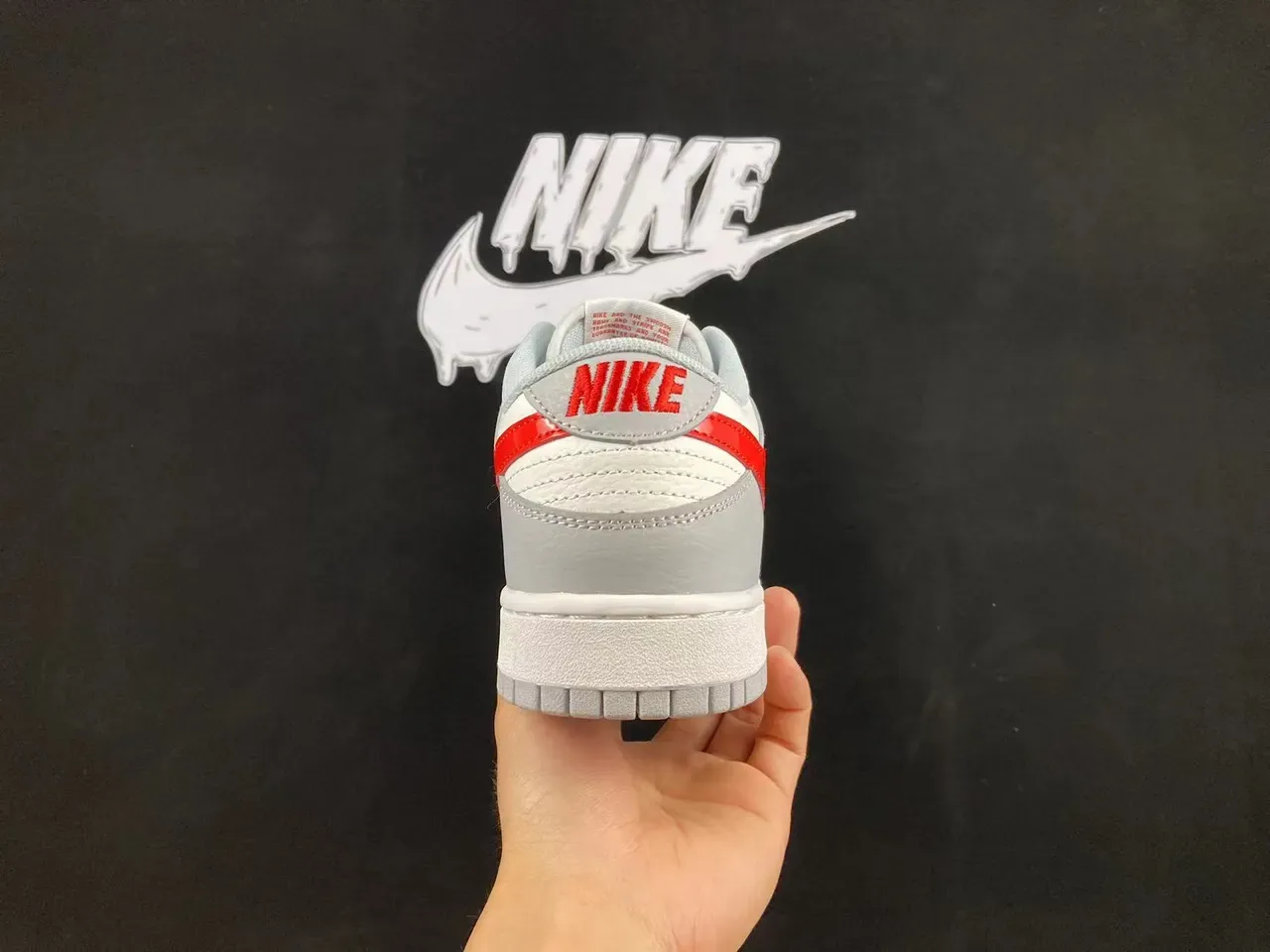 Nike Dunk Low Gray White Red Lifestyle Sneakers 5