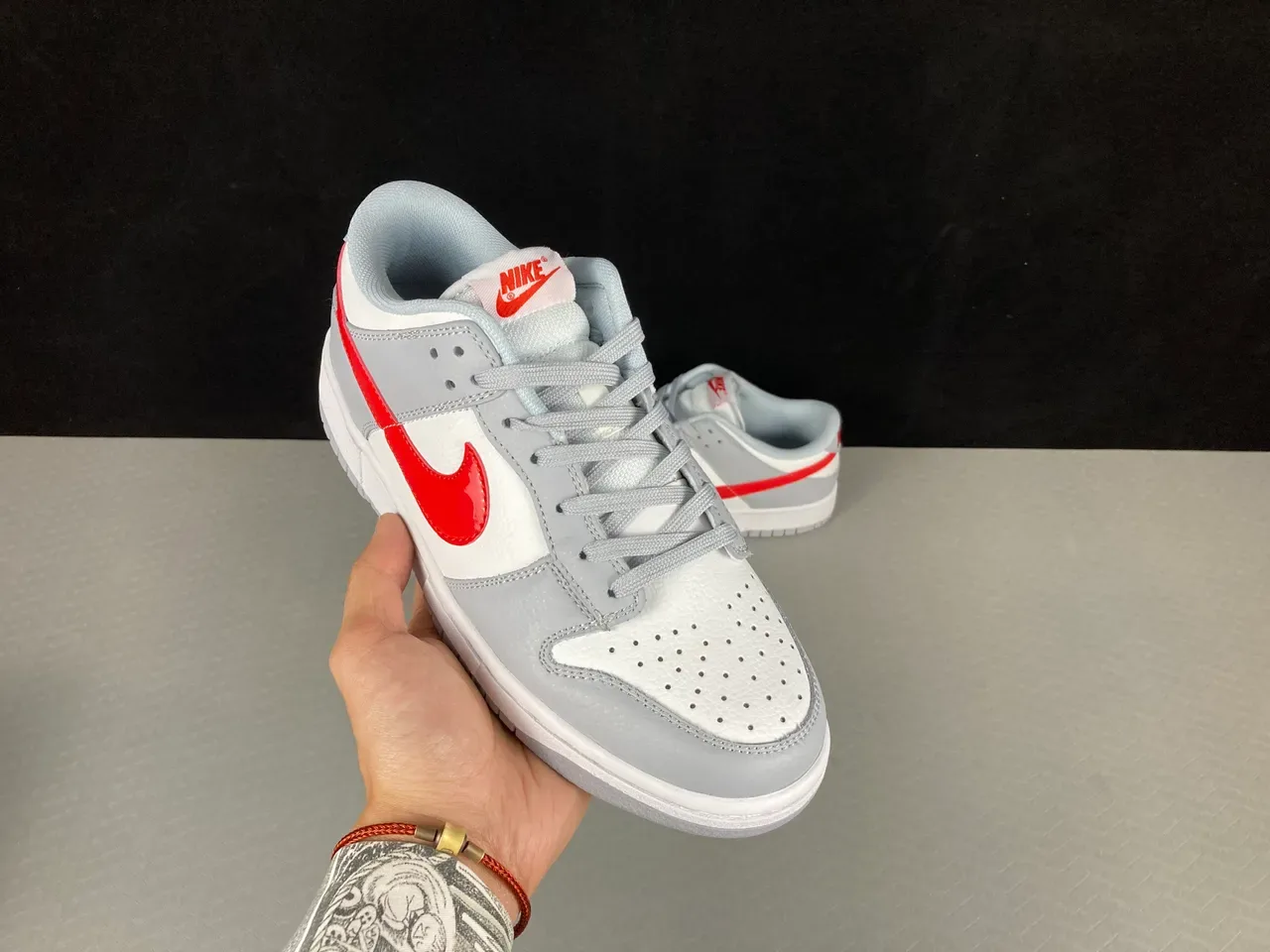 Nike Dunk Low Gray White Red Lifestyle Sneakers 17