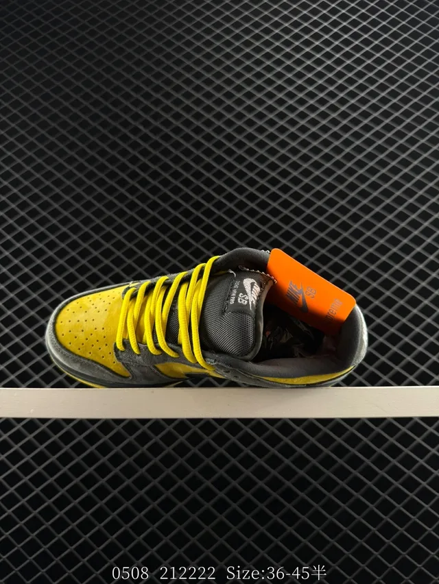 Nike Dunk Low Gris Jaune Daim Supérieur Chaussures de Skateboard 3