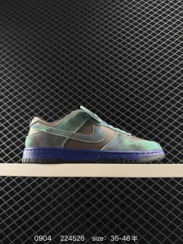 Nike Dunk Low Multicolor Blue Iridescent Suede Skateboard Shoes 1