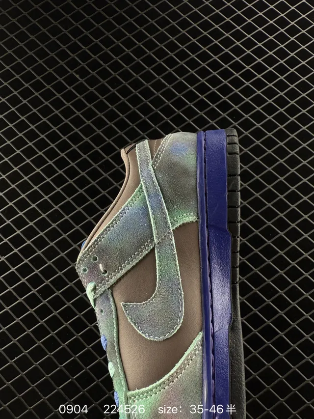 Nike Dunk Low Multicolor Blue Iridescent Suede Skateboard Shoes 4