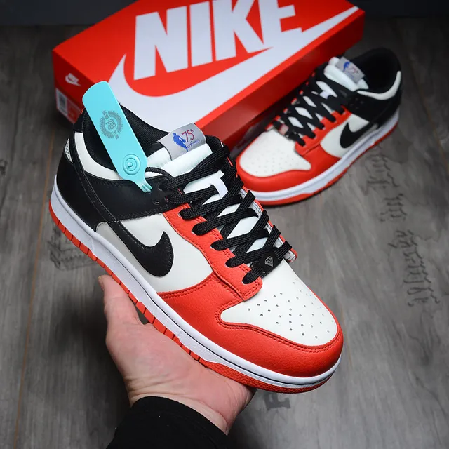 Nike Dunk Low NBA 75th Anniversary White Black Red Lifestyle Sneakers 2