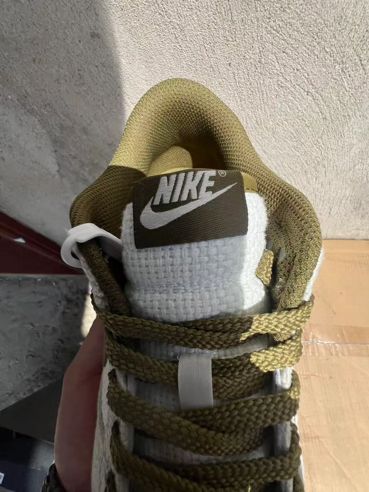 Nike Dunk Low Olive Green Textured Knit Lifestyle Sneakers 4