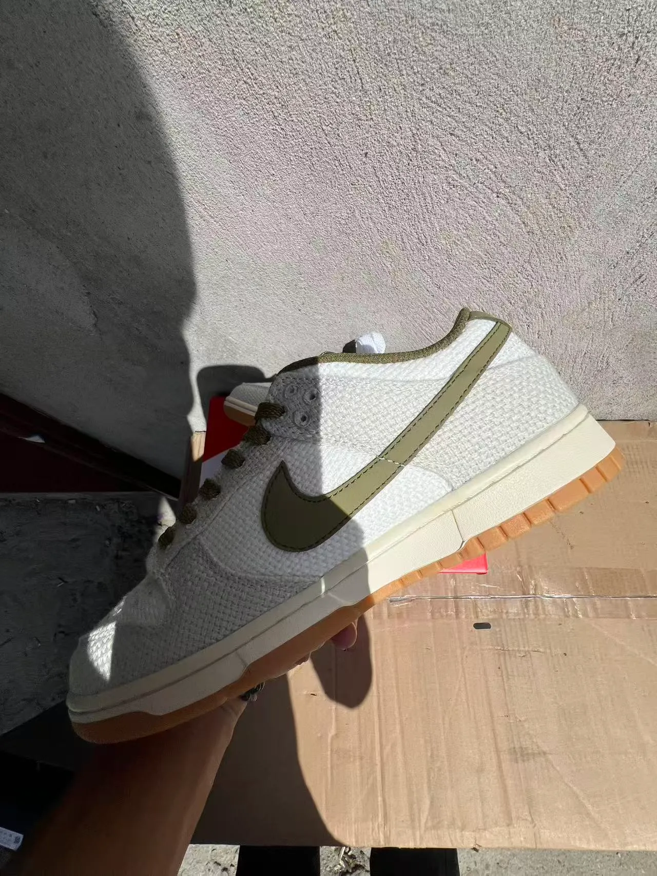 Nike Dunk Low Olive Green Textured Knit Lifestyle Sneakers 5