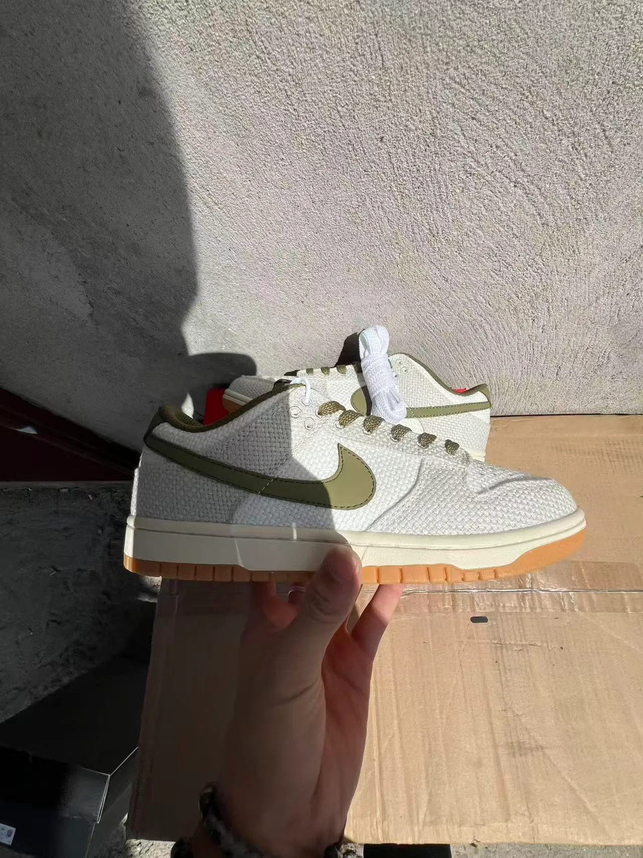 Nike Dunk Low Olive Green Textured Knit Lifestyle Sneakers 7