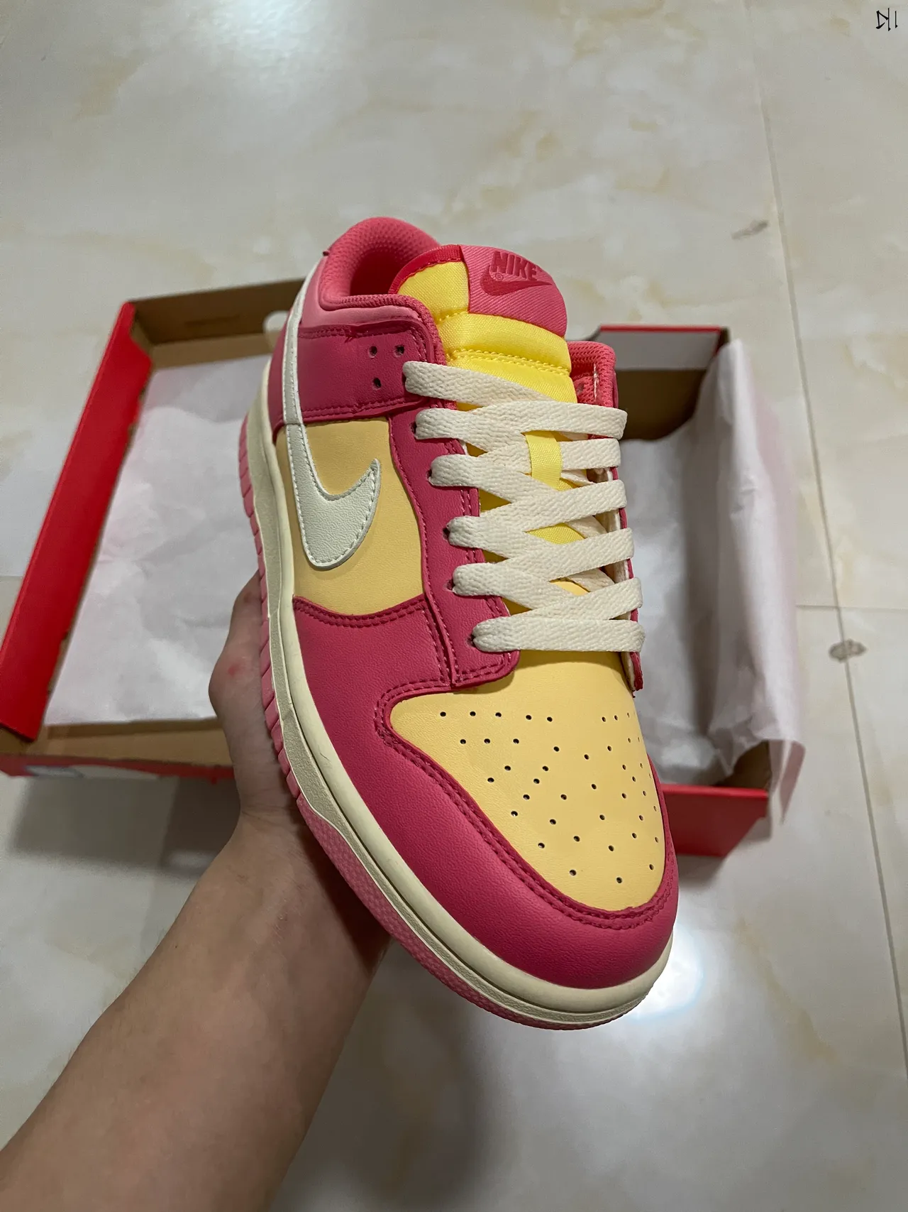 Nike Dunk Low Pink Yellow Cream Lifestyle Sneakers 2