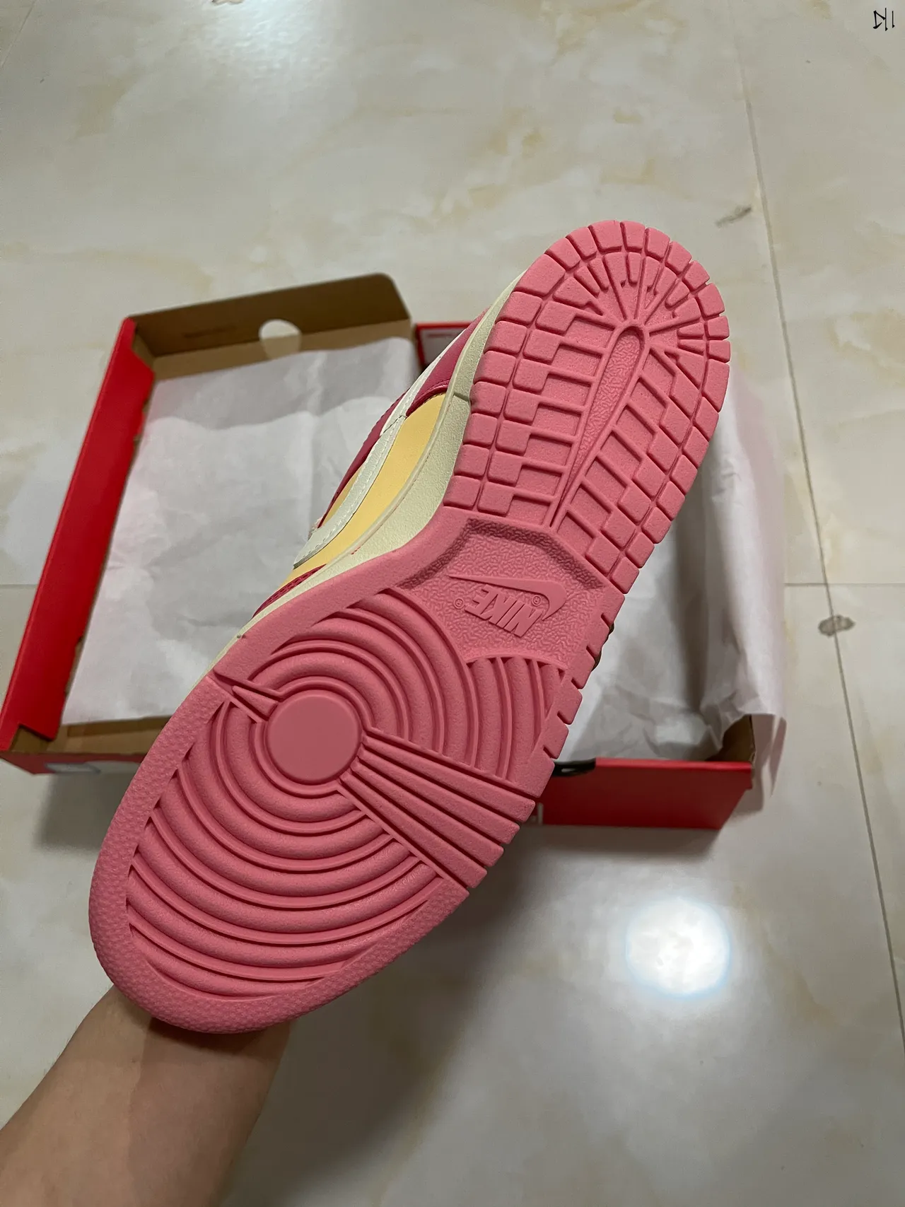Nike Dunk Low Pink Yellow Cream Lifestyle Sneakers 5