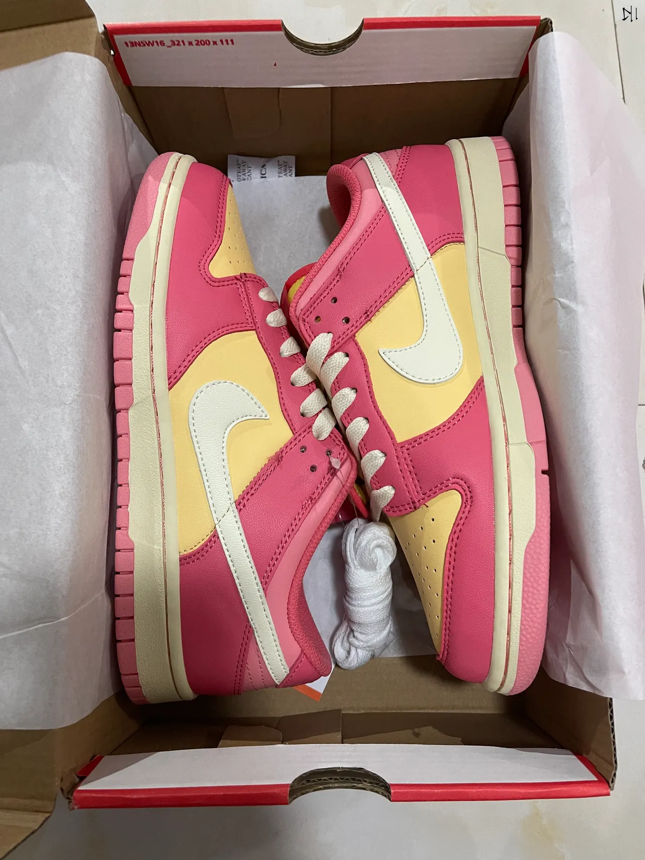 Nike Dunk Low Pink Yellow Cream Lifestyle Sneakers 7