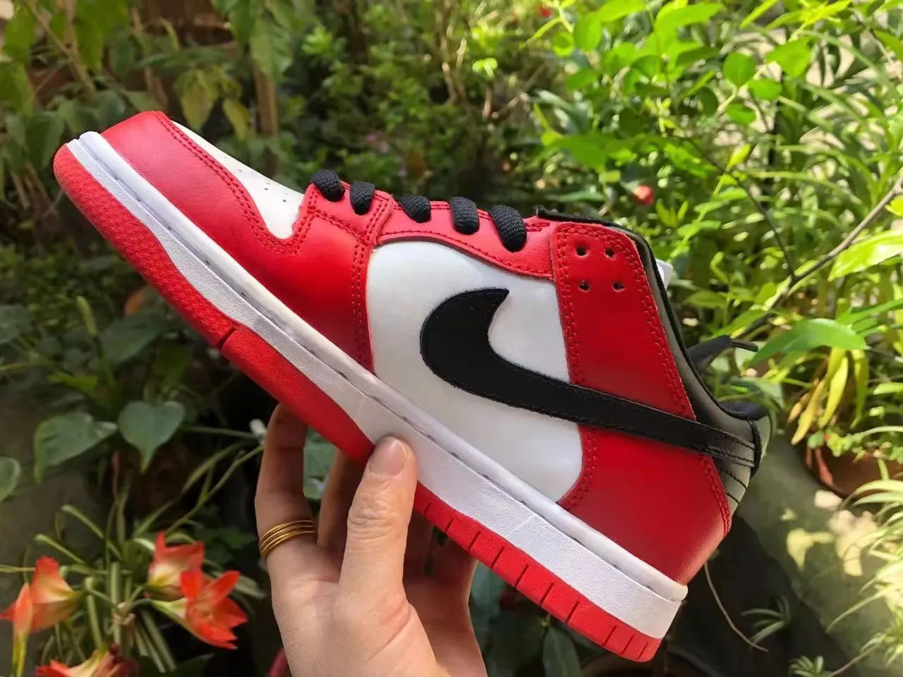 Nike Dunk Low Red White Black Lifestyle Sneakers 4