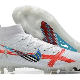 Nike Football Boot White Red Blue Graphic Firm-Ground Soccer Shoes