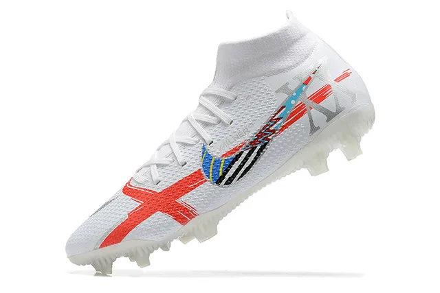 Nike Football Boot White Red Blue Graphic Firm-Ground Soccer Shoes 6