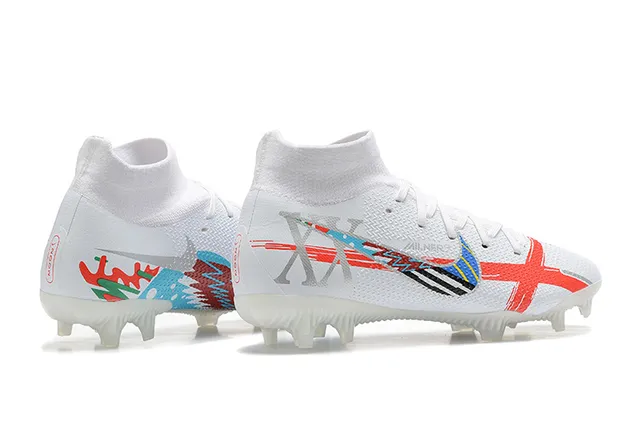 Nike Football Boot White Red Blue Graphic Firm-Ground Soccer Shoes 7