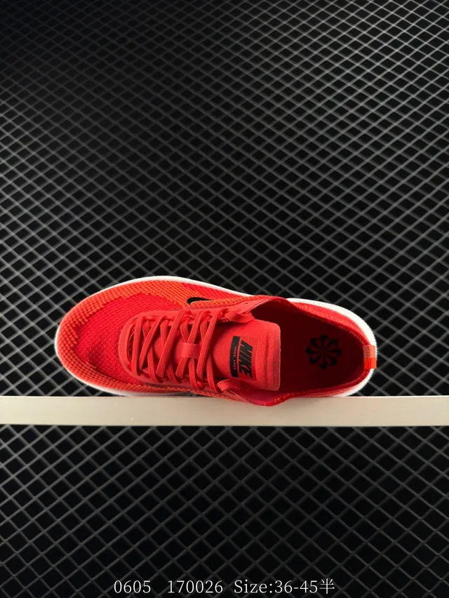 Nike Free Red White Flyknit Grooved Sole Running Shoes 4