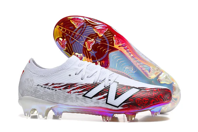 Nike Furon أبيض متعدد الألوان منخفض القطع أعلى جوارب قزحاني هلومورفيك أرض صلبة أحذية كرة القدم 1
