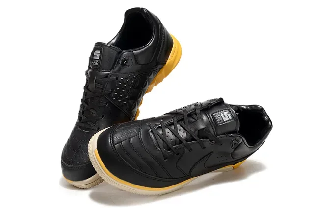 Nike Gato Black Yellow Quilted Leather Upper Low-Top Lace-Up Sneakers 3