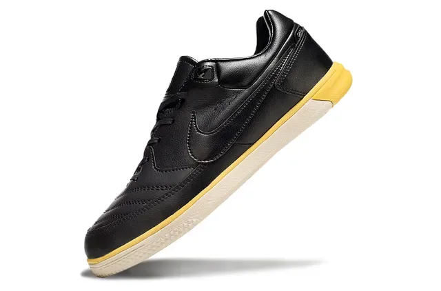 Nike Gato Black Yellow Quilted Leather Upper Low-Top Lace-Up Sneakers 5