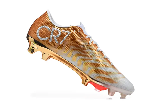 Nike Gold Orange Metallic Knit Upper Swoosh Accent Firm-Ground Soccer Shoes 3