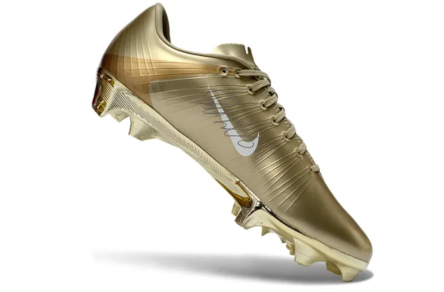 Nike Gold White Metallic Finish Ribbed Synthetic Upper Firm-Ground Soccer Shoes 3