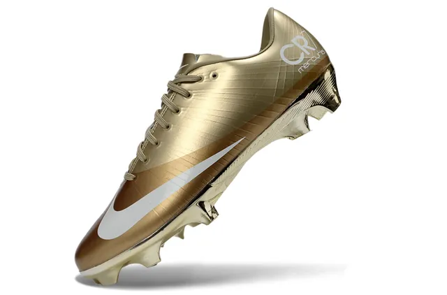 Nike Gold White Metallic Finish Ribbed Synthetic Upper Firm-Ground Soccer Shoes 4