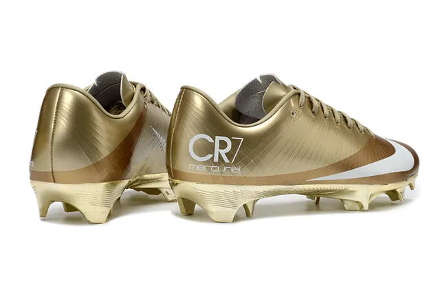 Nike Gold White Metallic Finish Ribbed Synthetic Upper Firm-Ground Soccer Shoes 6