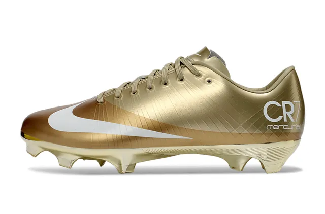 Nike Gold White Metallic Finish Ribbed Synthetic Upper Firm-Ground Soccer Shoes 8