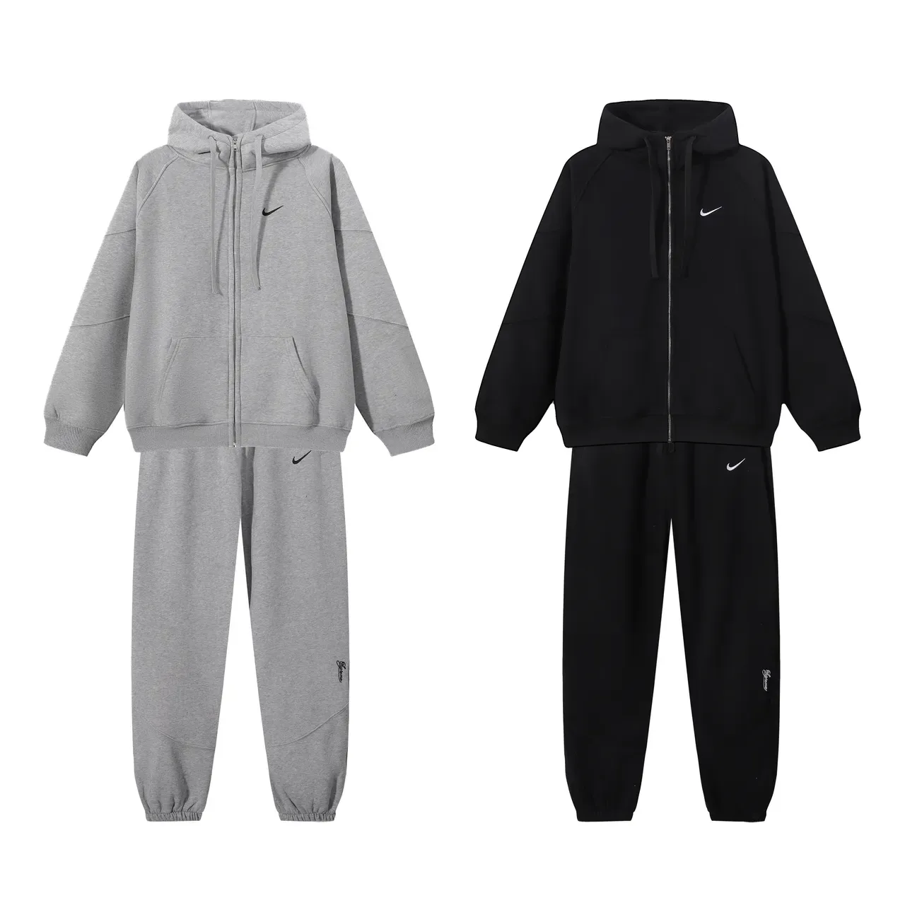 Nike Gray Black Full-Zip Raglan Sleeve Hoodie 15
