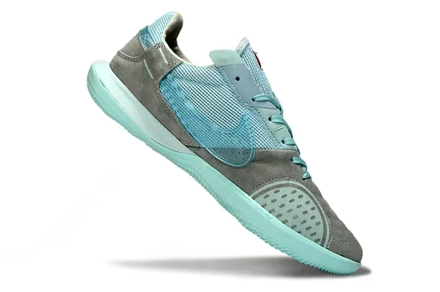 Nike Gray Blue Low-Top Suede And Mesh Upper Sneakers 2