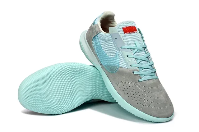 Nike Gray Blue Low-Top Suede And Mesh Upper Sneakers 4