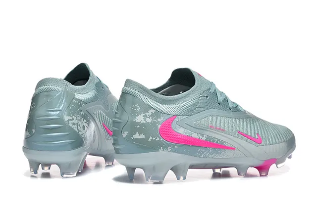 Nike Gray Pink Knit Upper Asymmetrical Lacing Firm-Ground Soccer Shoes 5